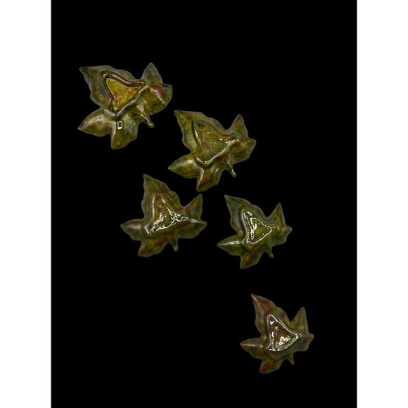 5 Ceramic Maple Leaf Decorative Nesting Accents Trinket Glazed Autumn Decor - Picture 3 of 8